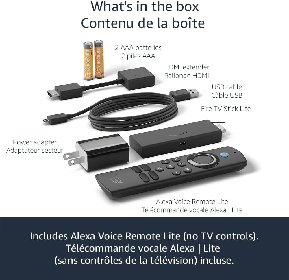 Amazon Fire TV Stick Lite with latest Alexa Voice Remote Lite (no TV controls), HD streaming device