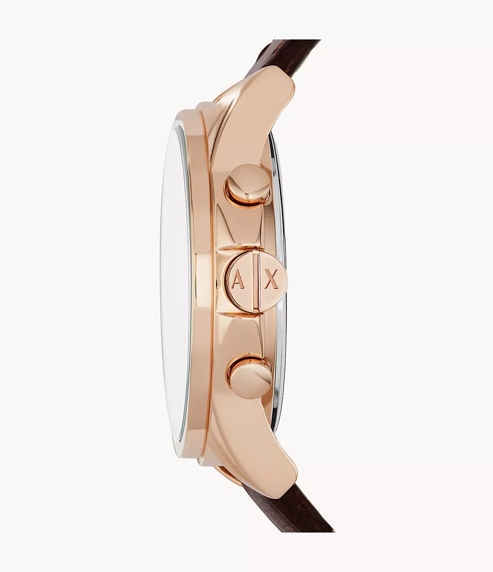 Armani Exchange Chronograph Brown Leather Watch