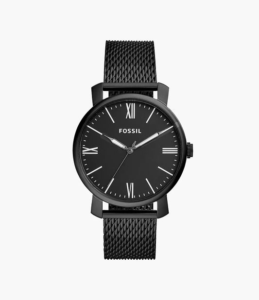 Fossil Three-Hand Black Stainless Steel Watch