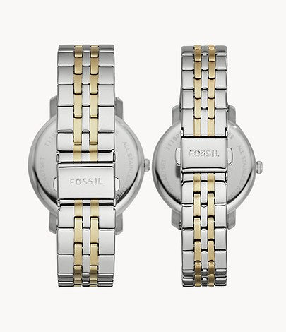 Fossil Lux Luther Stainless Steel Watch Gift Set for Couple