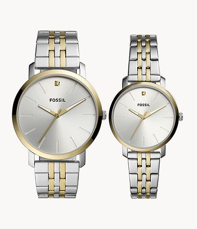 Fossil Lux Luther Stainless Steel Watch Gift Set for Couple