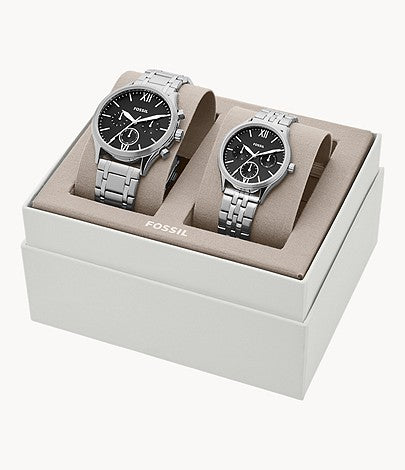 Fossil Fenmore Multifunction Stainless Steel Watch Gift Set for Couple