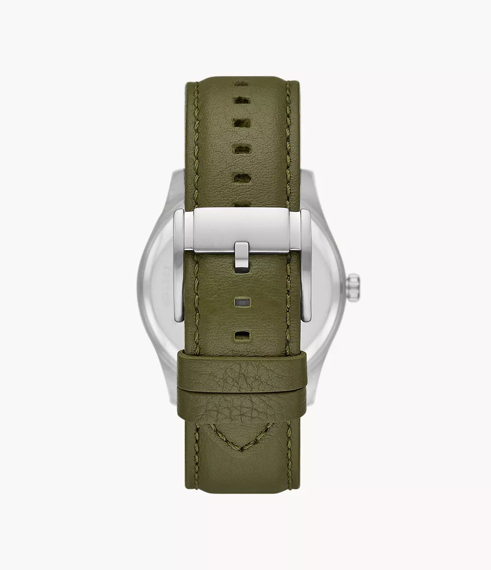 Fossil Solar-Powered Green Leather Watch