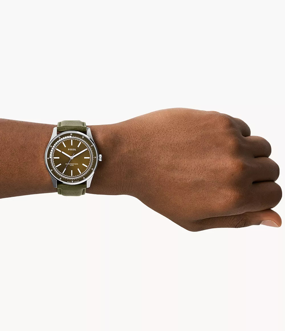Fossil Solar-Powered Green Leather Watch
