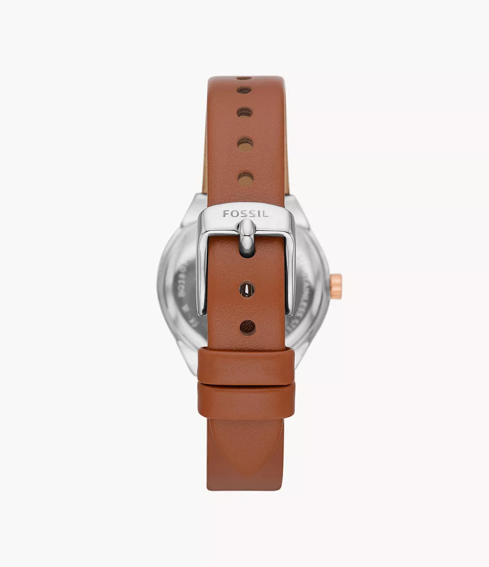 Fossil Three-Hand Date Brown Leather Watch