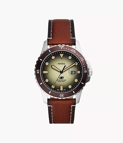 Fossil Blue Dive Three-Hand Date Brown LiteHide™ Leather Watch