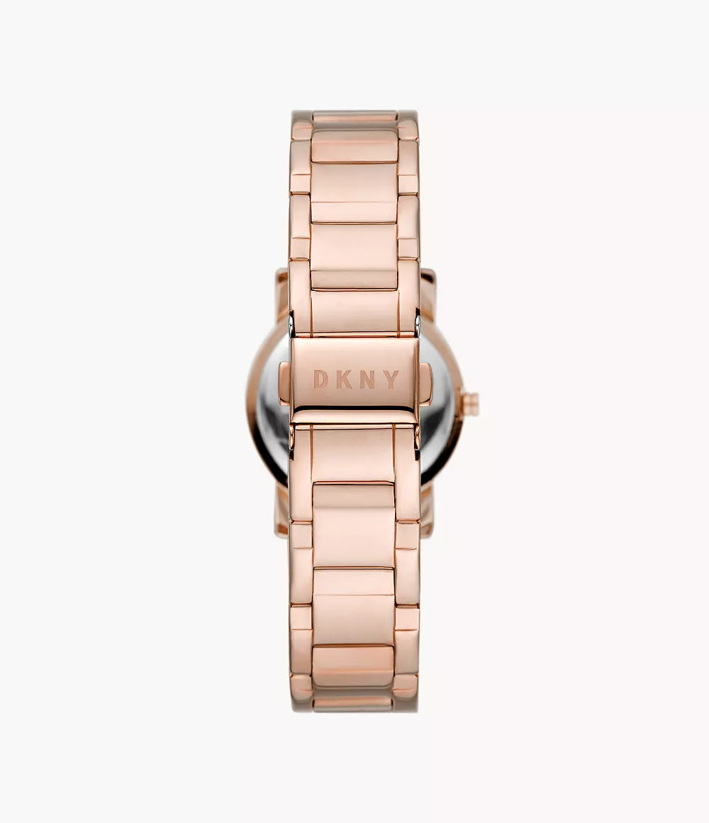 DKNY Three-Hand Rose Gold-Tone Stainless Steel Watch