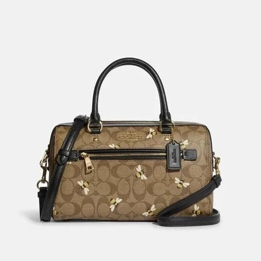 Coach Rowan Satchel In Signature Canvas With Bee Print